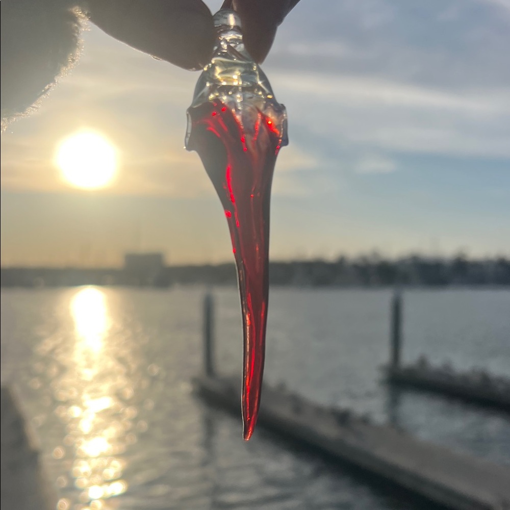 Handmade Red Glass bird skull Pendant